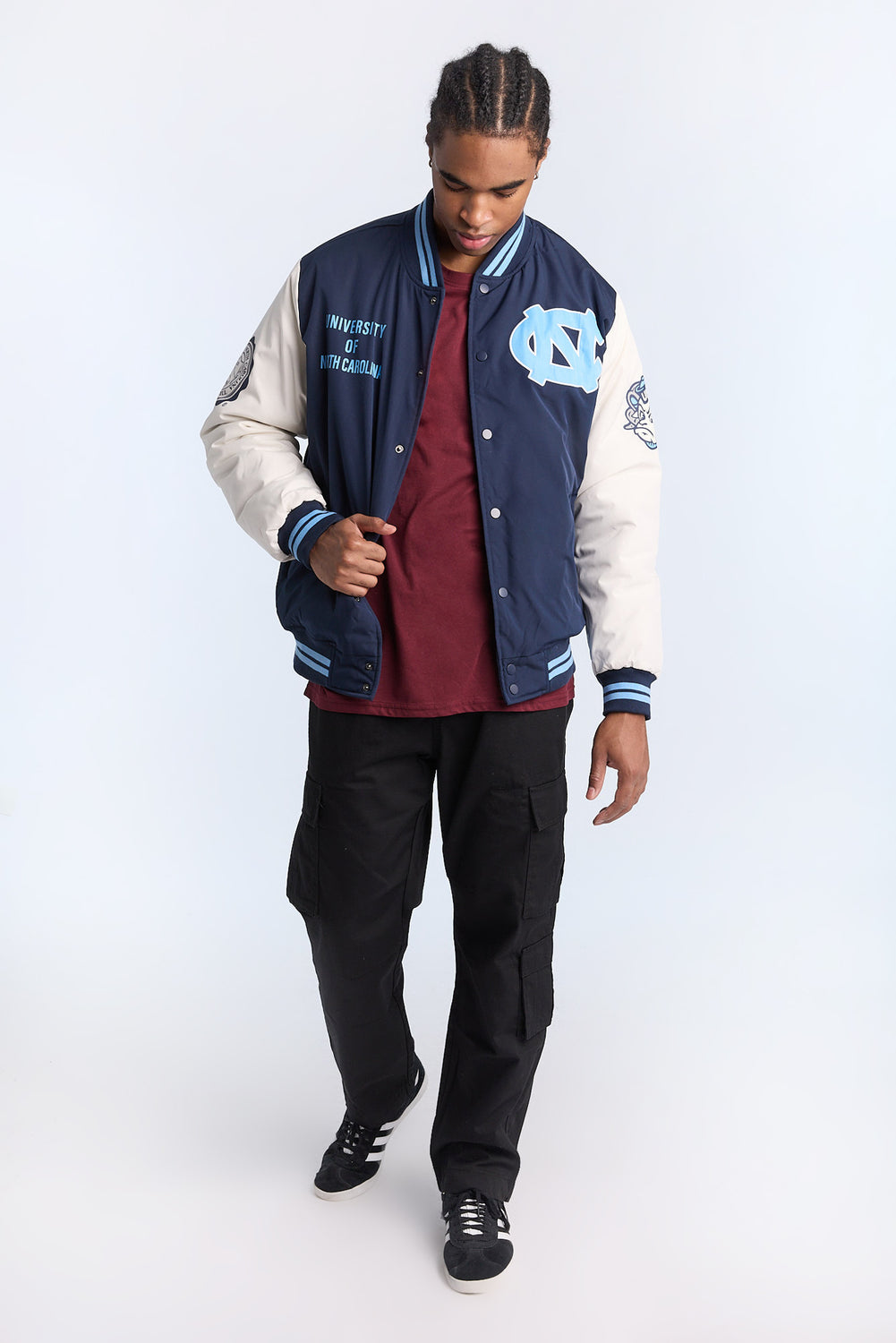 Mens UNC Tar Heels Nylon Varsity Jacket Mens UNC Tar Heels Nylon Varsity Jacket