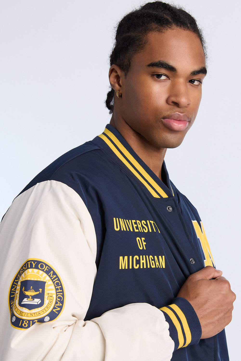 Mens University Of Michigan Nylon Varsity Jacket Mens University Of Michigan Nylon Varsity Jacket
