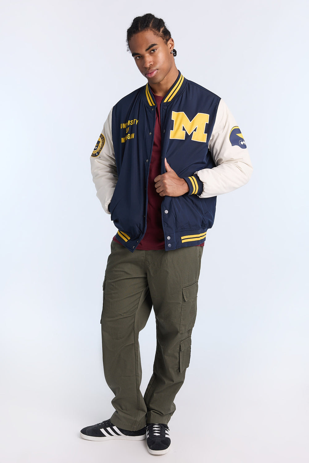 Mens University Of Michigan Nylon Varsity Jacket Mens University Of Michigan Nylon Varsity Jacket