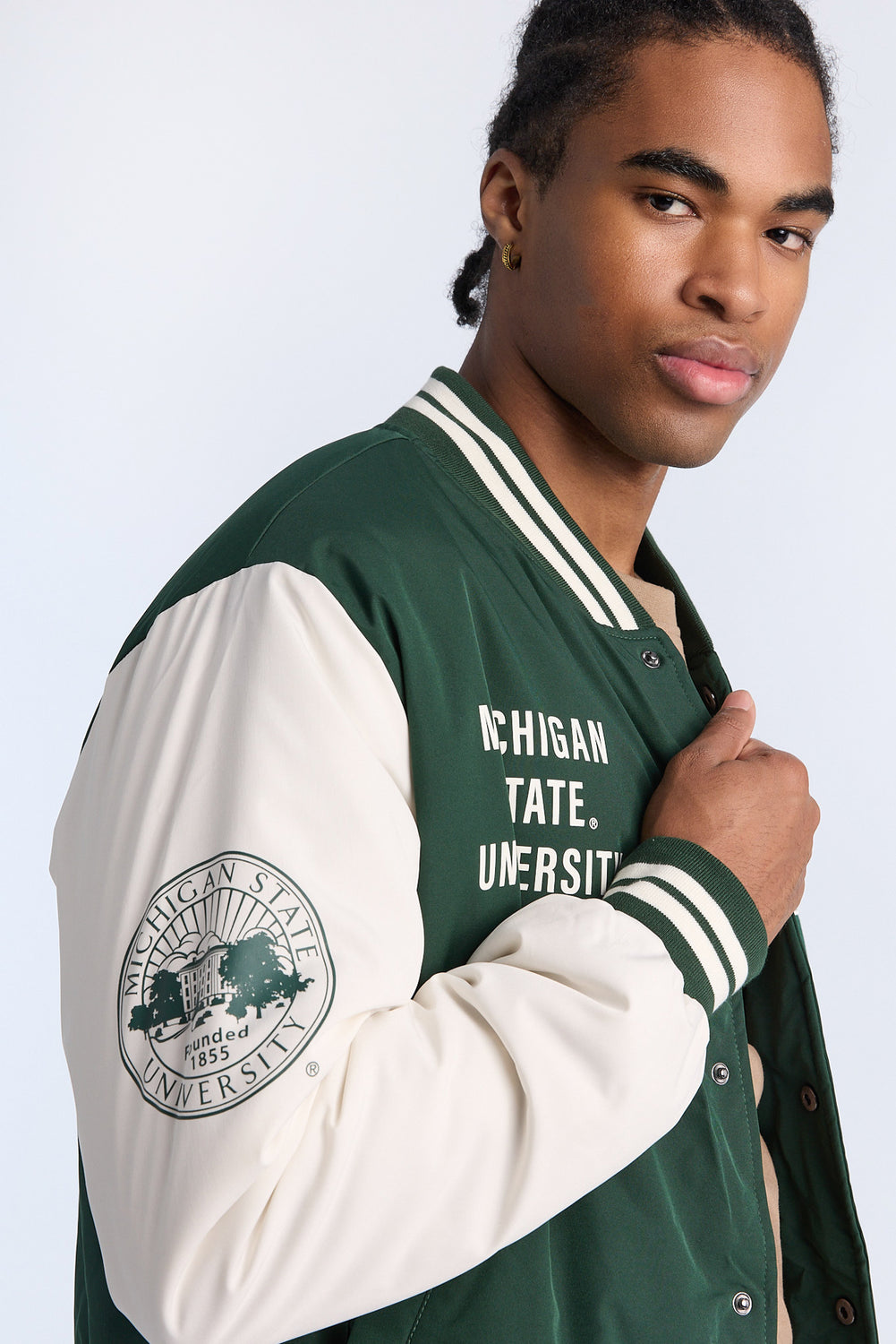 Mens Michigan State University Nylon Varsity Jacket Mens Michigan State University Nylon Varsity Jacket