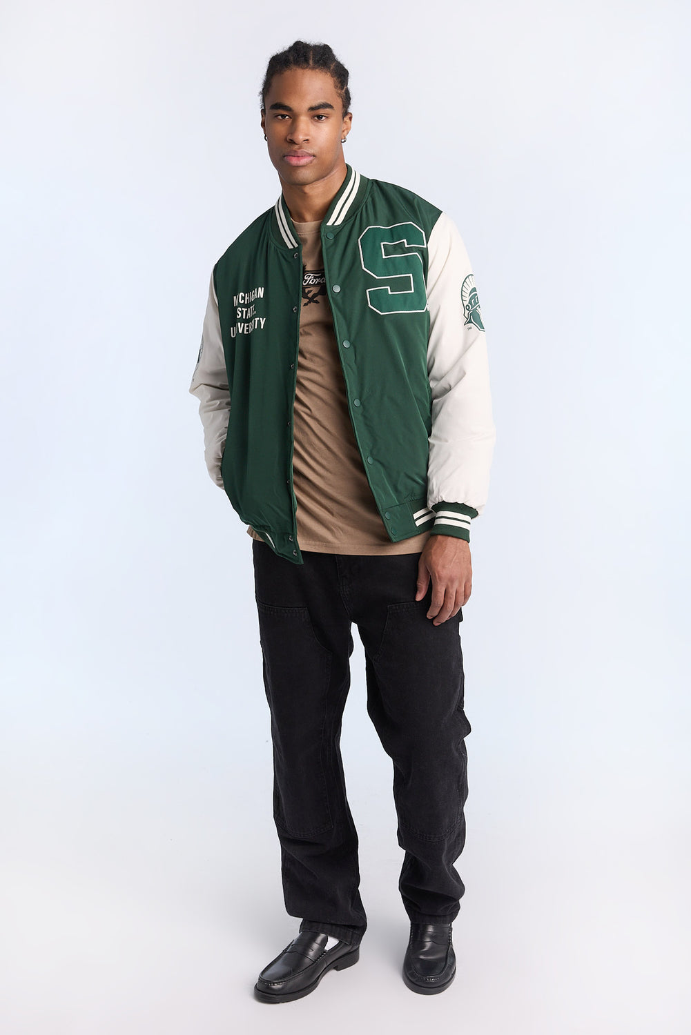 Mens Michigan State University Nylon Varsity Jacket Mens Michigan State University Nylon Varsity Jacket