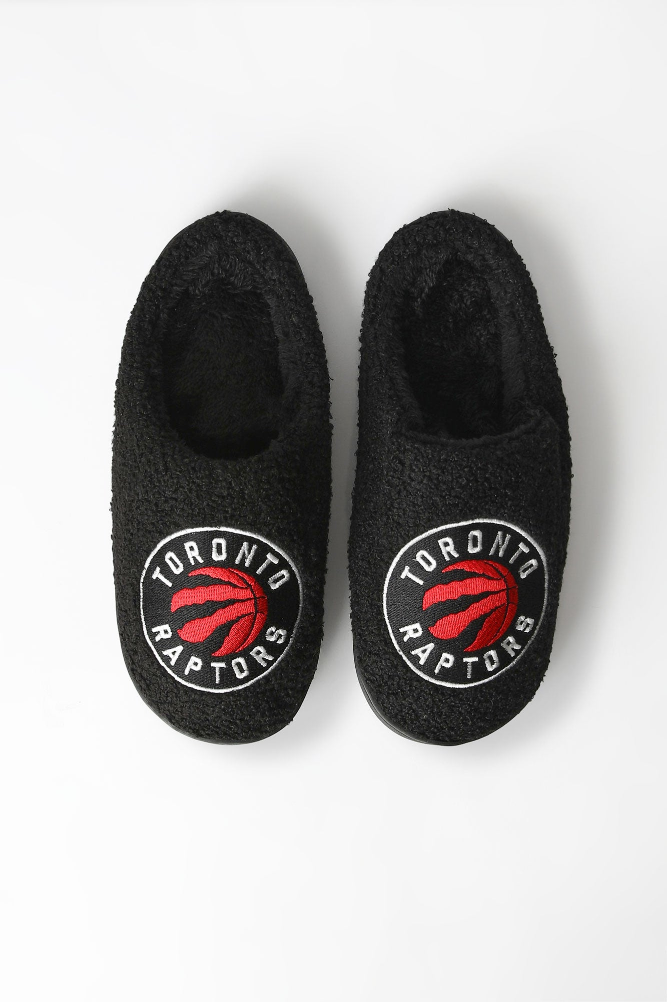 Mens Toronto Raptors Plush Slippers - Black /
