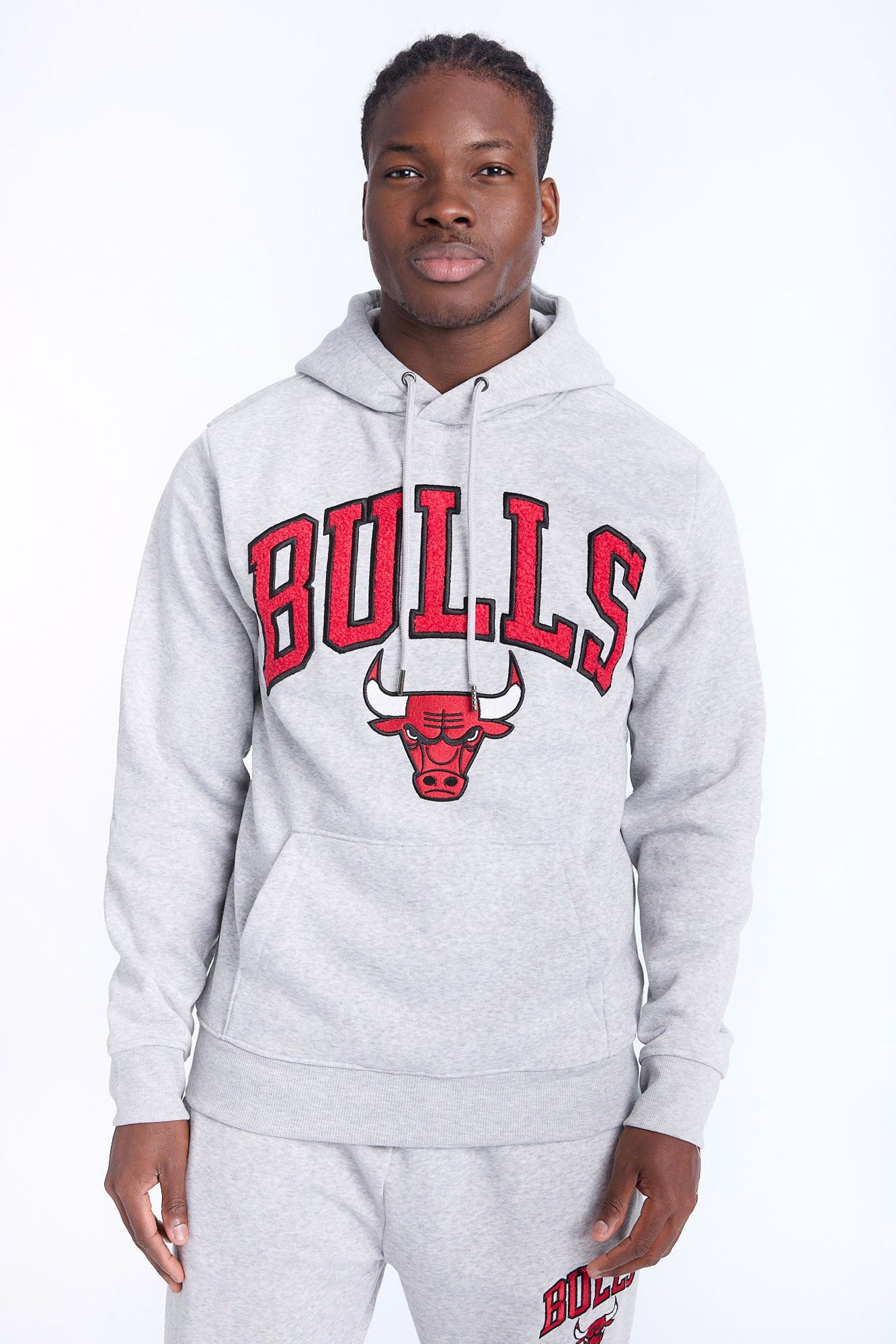 Mens Chicago Bulls Grey Melange Hoodie - Light /