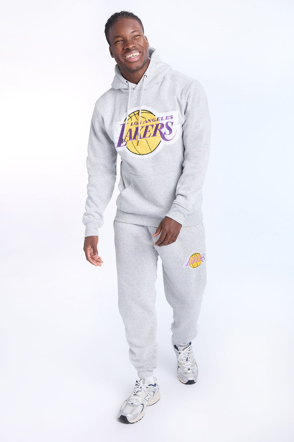 Mens LA Lakers Grey Melange Hoodie Mens LA Lakers Grey Melange Hoodie