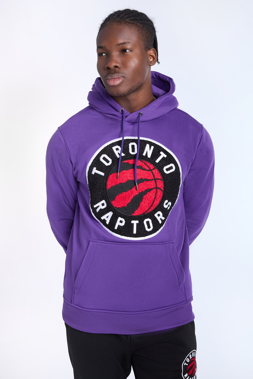 Mens Raptors Chenille Logo Purple Hoodie Mens Raptors Chenille Logo Purple Hoodie