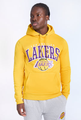 Mens LA Lakers Chenille Logo Yellow Hoodie