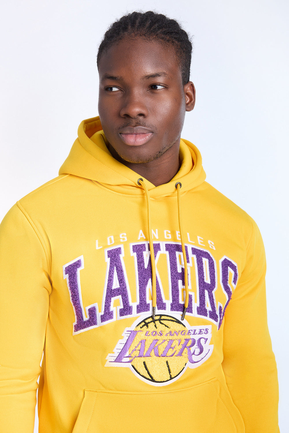 Mens LA Lakers Chenille Logo Yellow Hoodie Mens LA Lakers Chenille Logo Yellow Hoodie