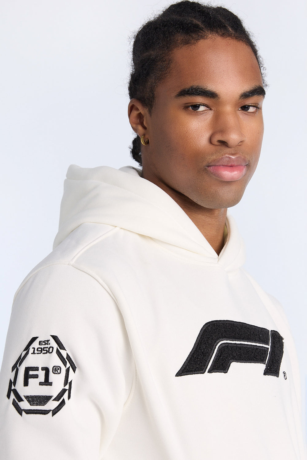 Haut à capuchon blanc Formula 1 homme Haut à capuchon blanc Formula 1 homme