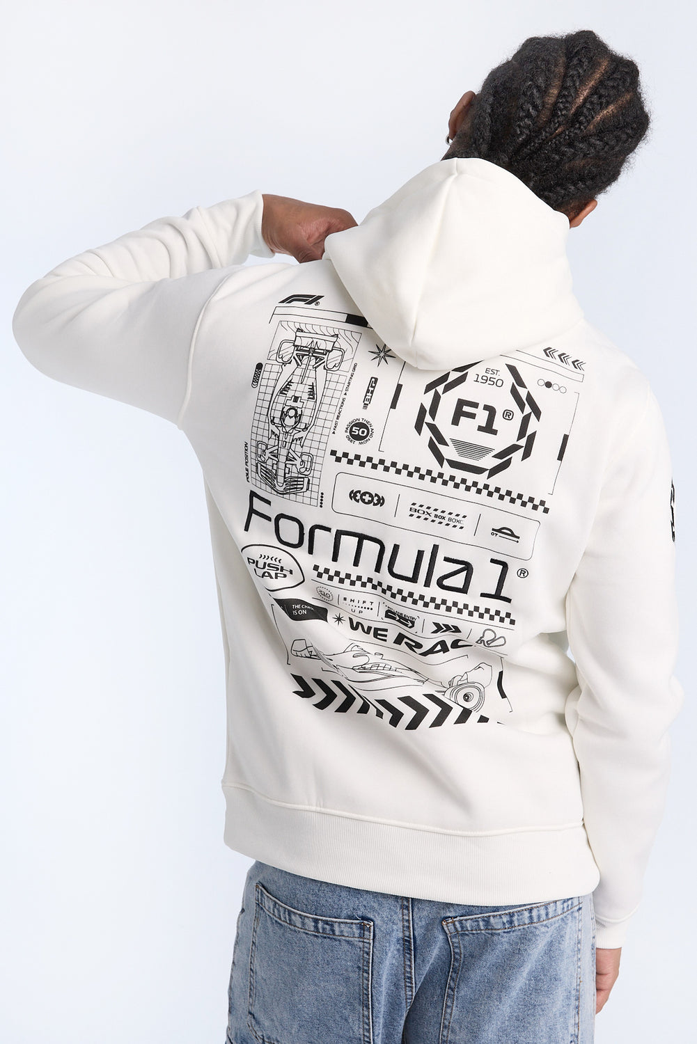 Haut à capuchon blanc Formula 1 homme Haut à capuchon blanc Formula 1 homme