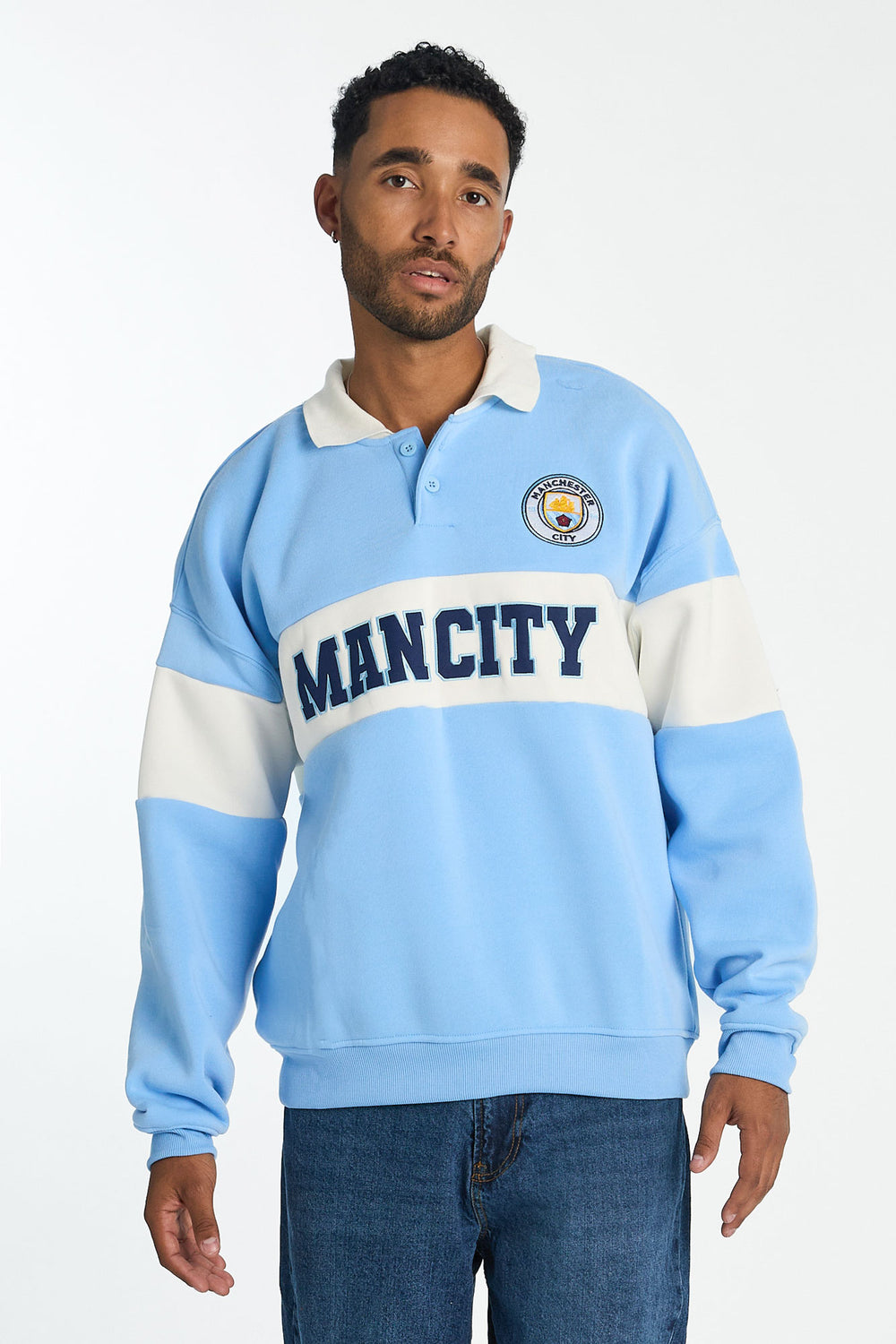 Sweatshirt à col polo bicolore Man City homme Sweatshirt à col polo bicolore Man City homme
