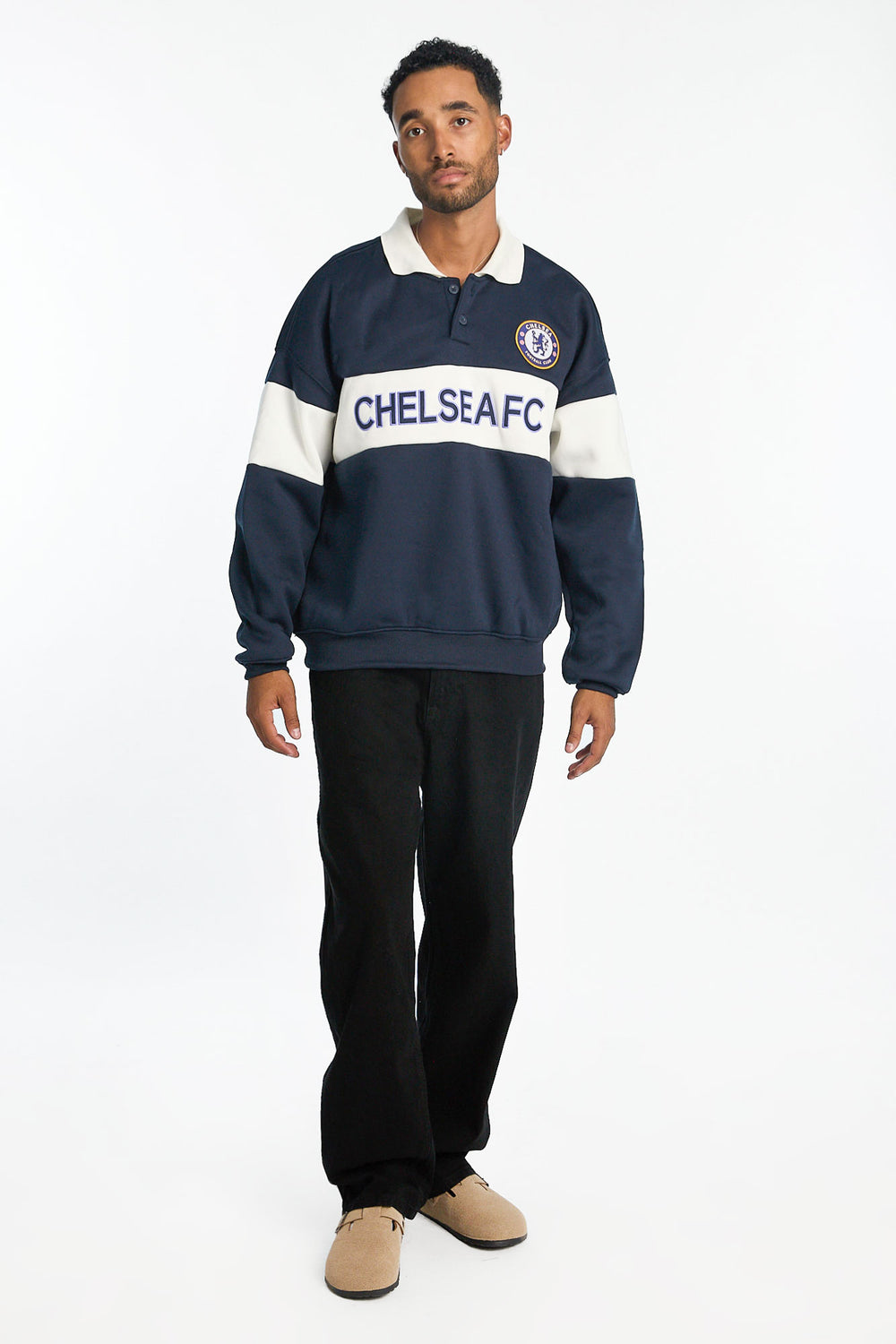 Sweatshirt à col polo bicolore Chelsea FC homme Sweatshirt à col polo bicolore Chelsea FC homme