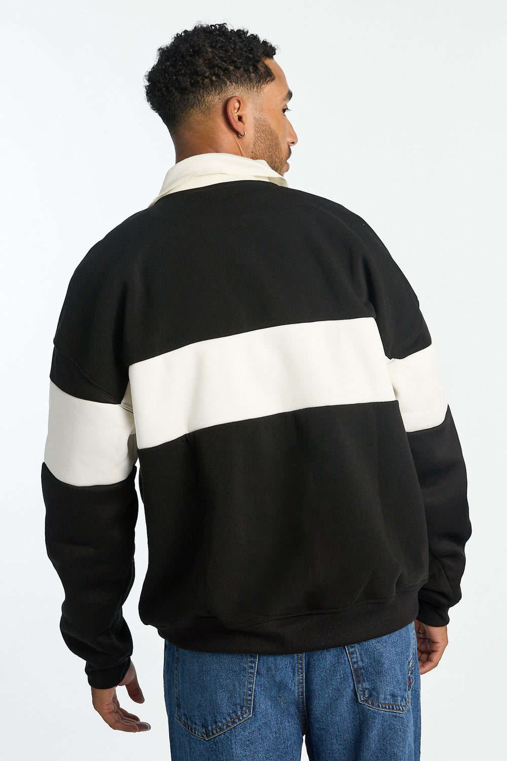 Mens Real Madrid Colour Block Polo Sweatshirt Mens Real Madrid Colour Block Polo Sweatshirt