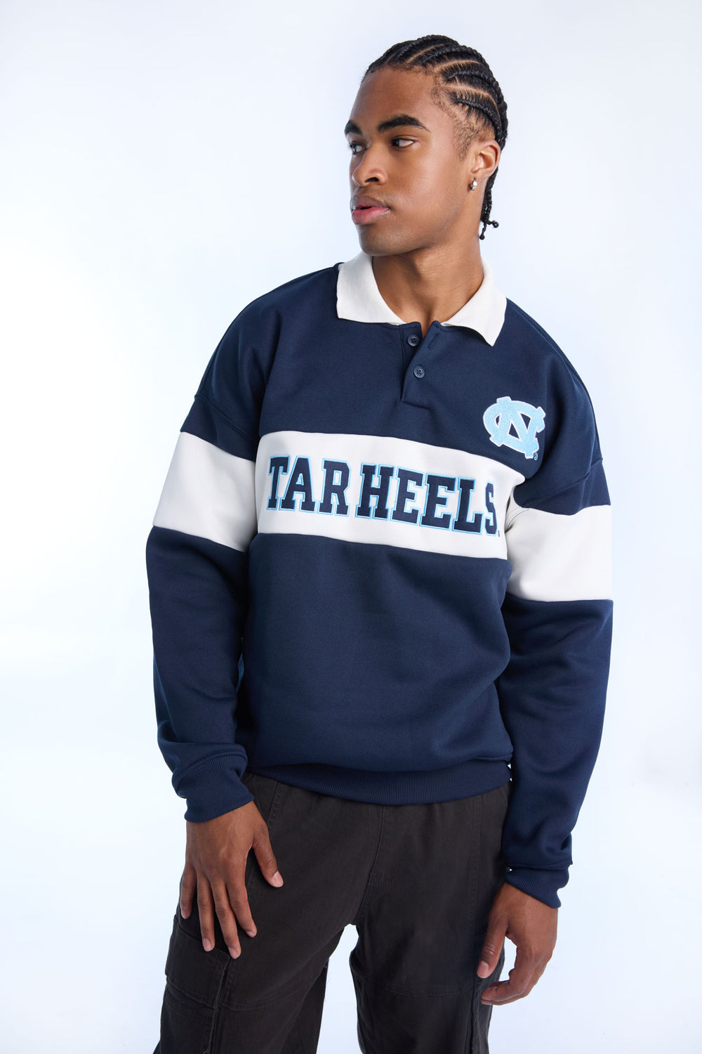Mens UNC Colour Block Polo Sweatshirt Mens UNC Colour Block Polo Sweatshirt
