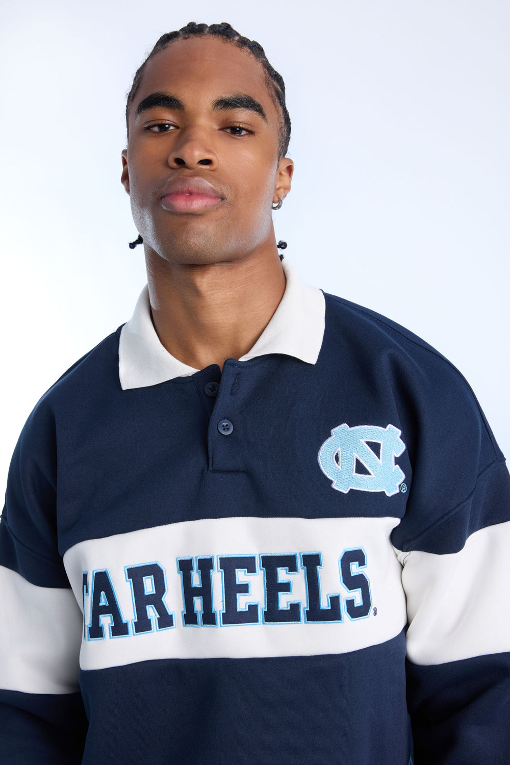 Mens UNC Colour Block Polo Sweatshirt Mens UNC Colour Block Polo Sweatshirt