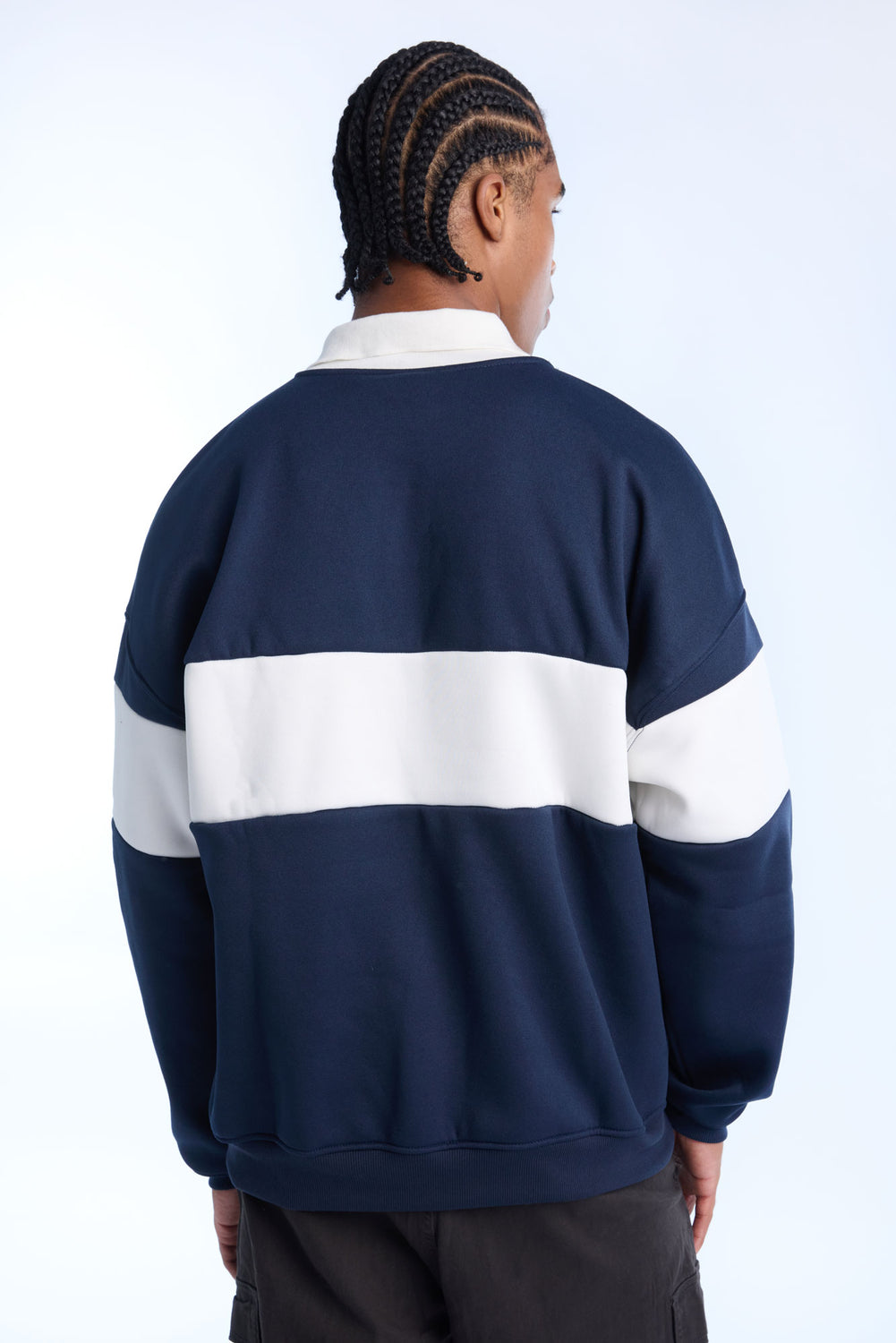 Mens UNC Colour Block Polo Sweatshirt Mens UNC Colour Block Polo Sweatshirt