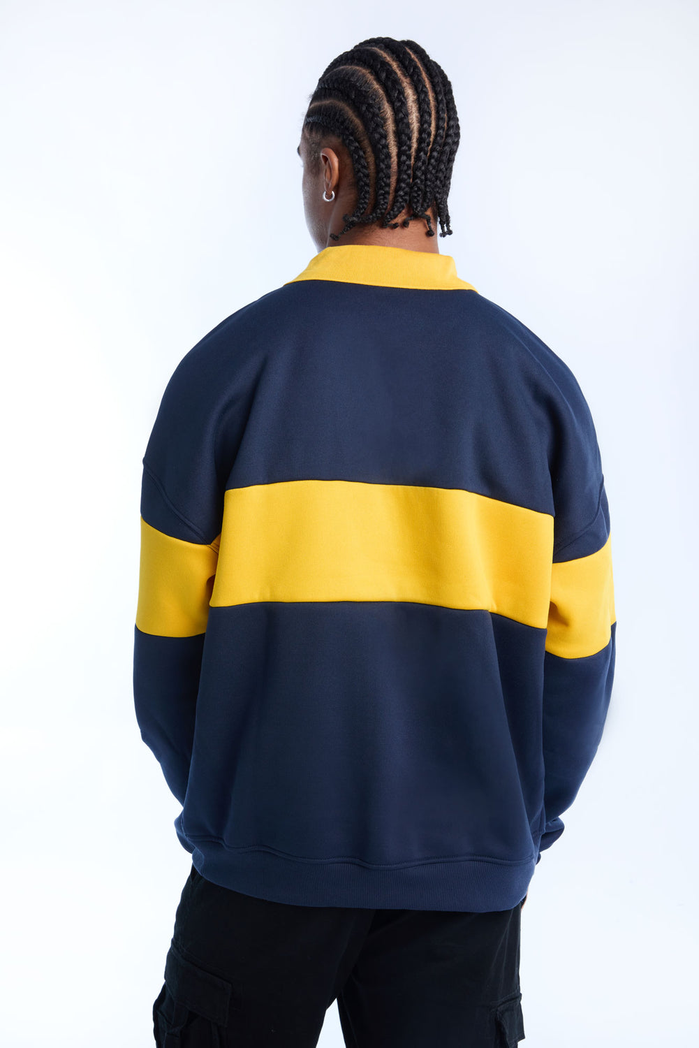 Mens Michigan Colour Block Polo Sweatshirt Mens Michigan Colour Block Polo Sweatshirt