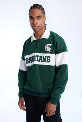 Mens Spartans Colour Block Polo Sweatshirt