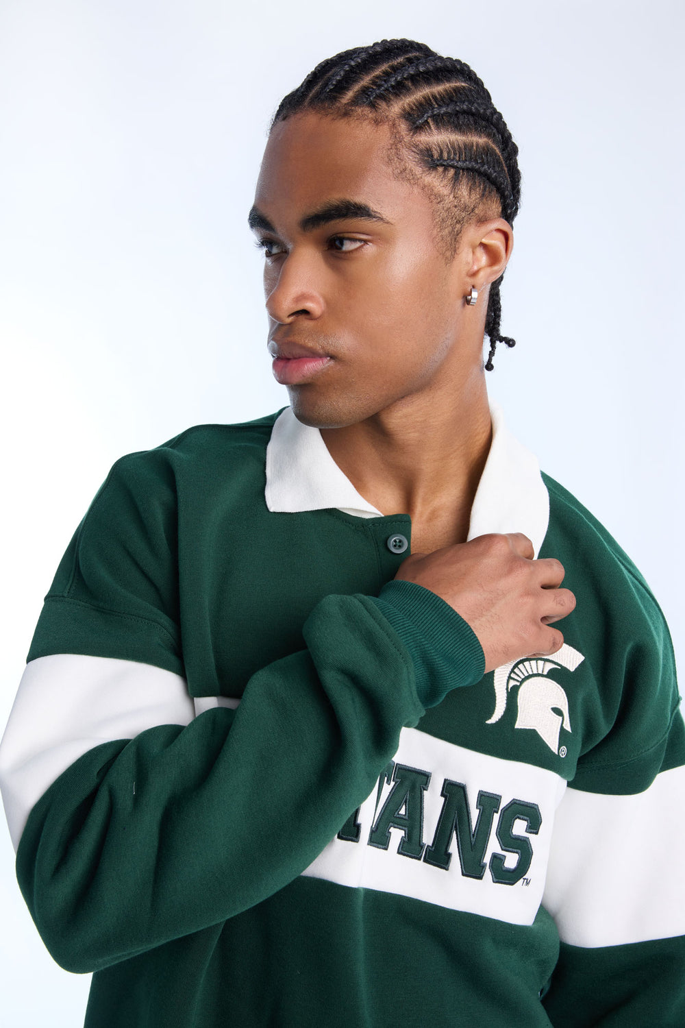 Mens Spartans Colour Block Polo Sweatshirt Mens Spartans Colour Block Polo Sweatshirt