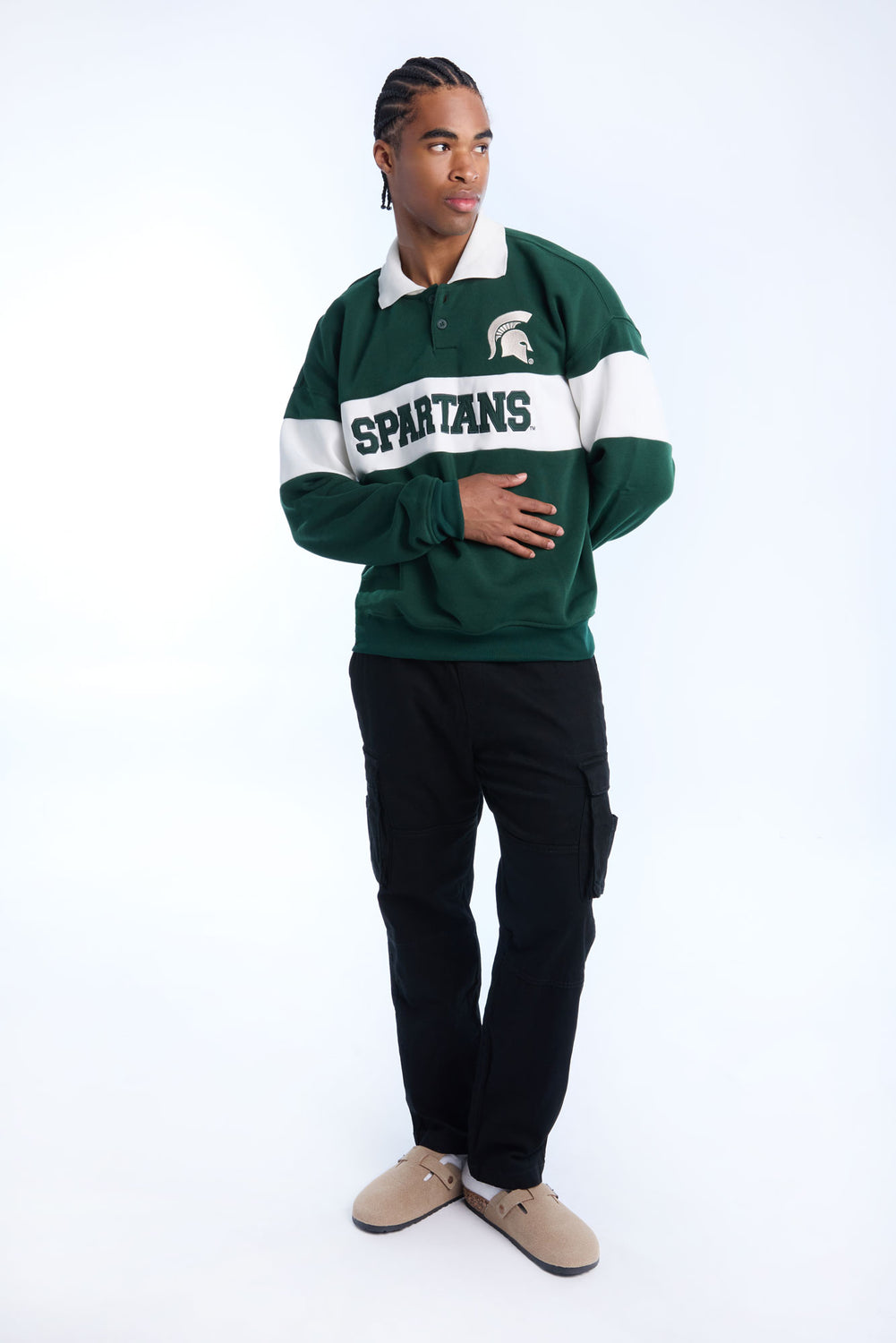 Mens Spartans Colour Block Polo Sweatshirt Mens Spartans Colour Block Polo Sweatshirt