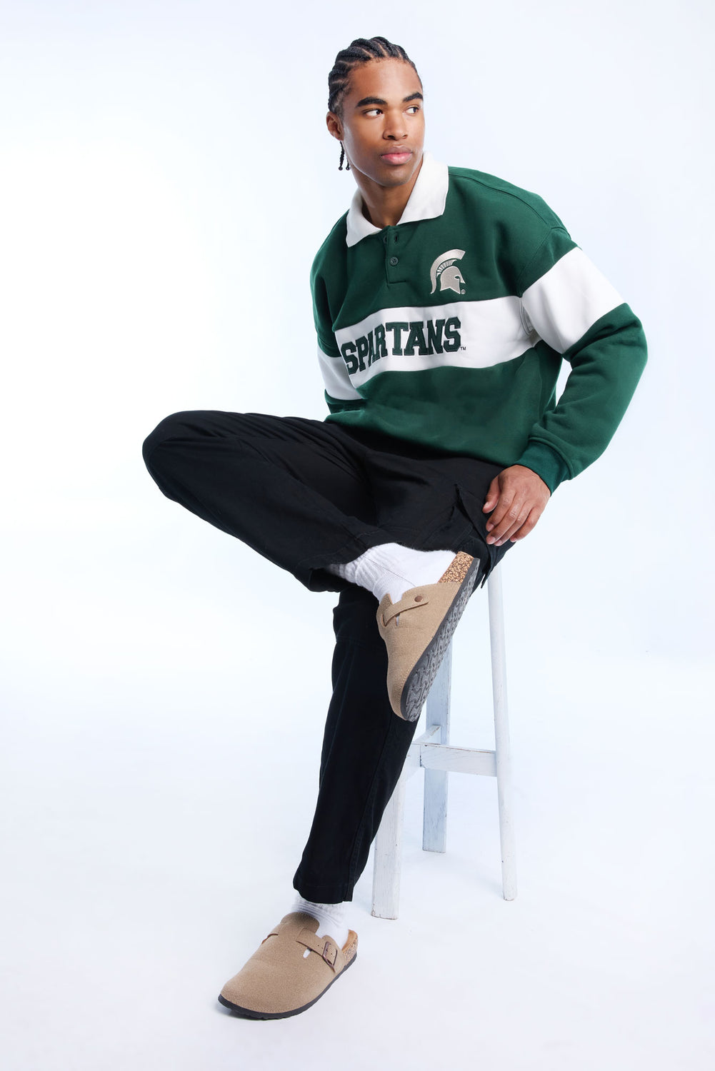 Mens Spartans Colour Block Polo Sweatshirt Mens Spartans Colour Block Polo Sweatshirt