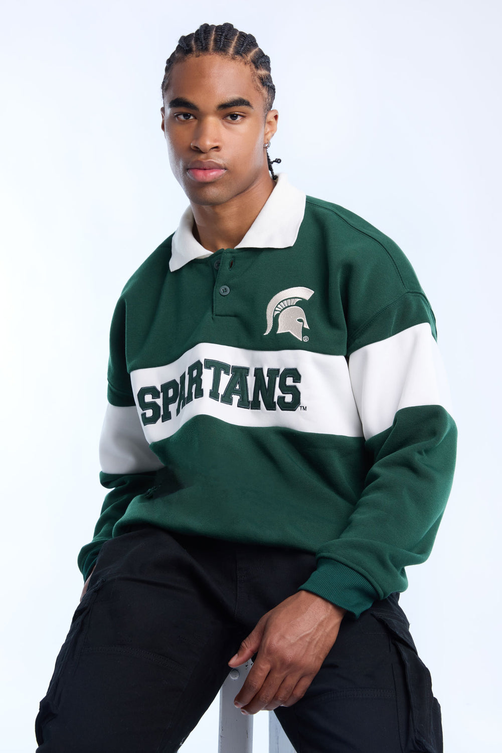 Mens Spartans Colour Block Polo Sweatshirt Mens Spartans Colour Block Polo Sweatshirt
