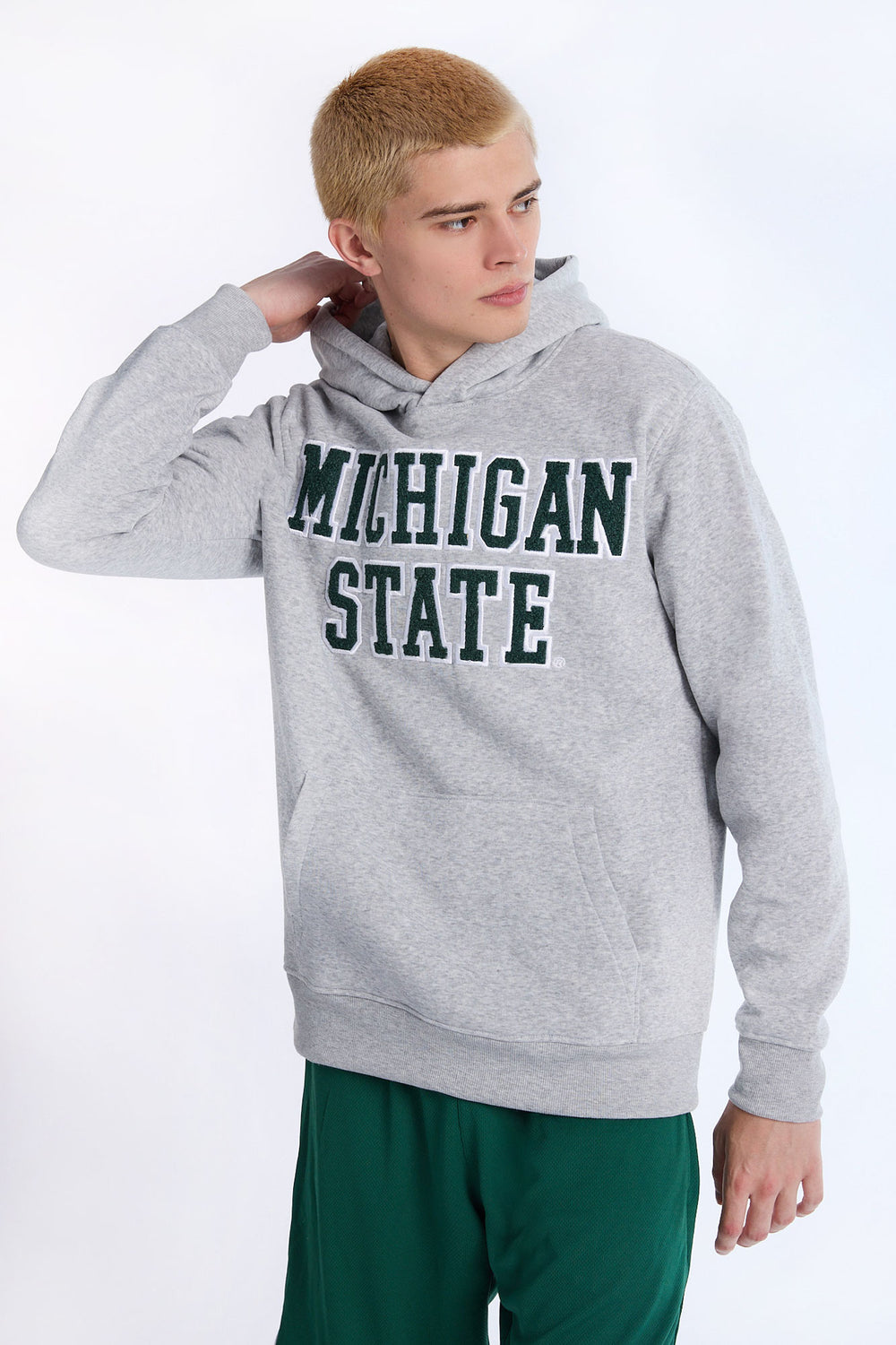 Mens Michigan State Grey Melange Hoodie Mens Michigan State Grey Melange Hoodie