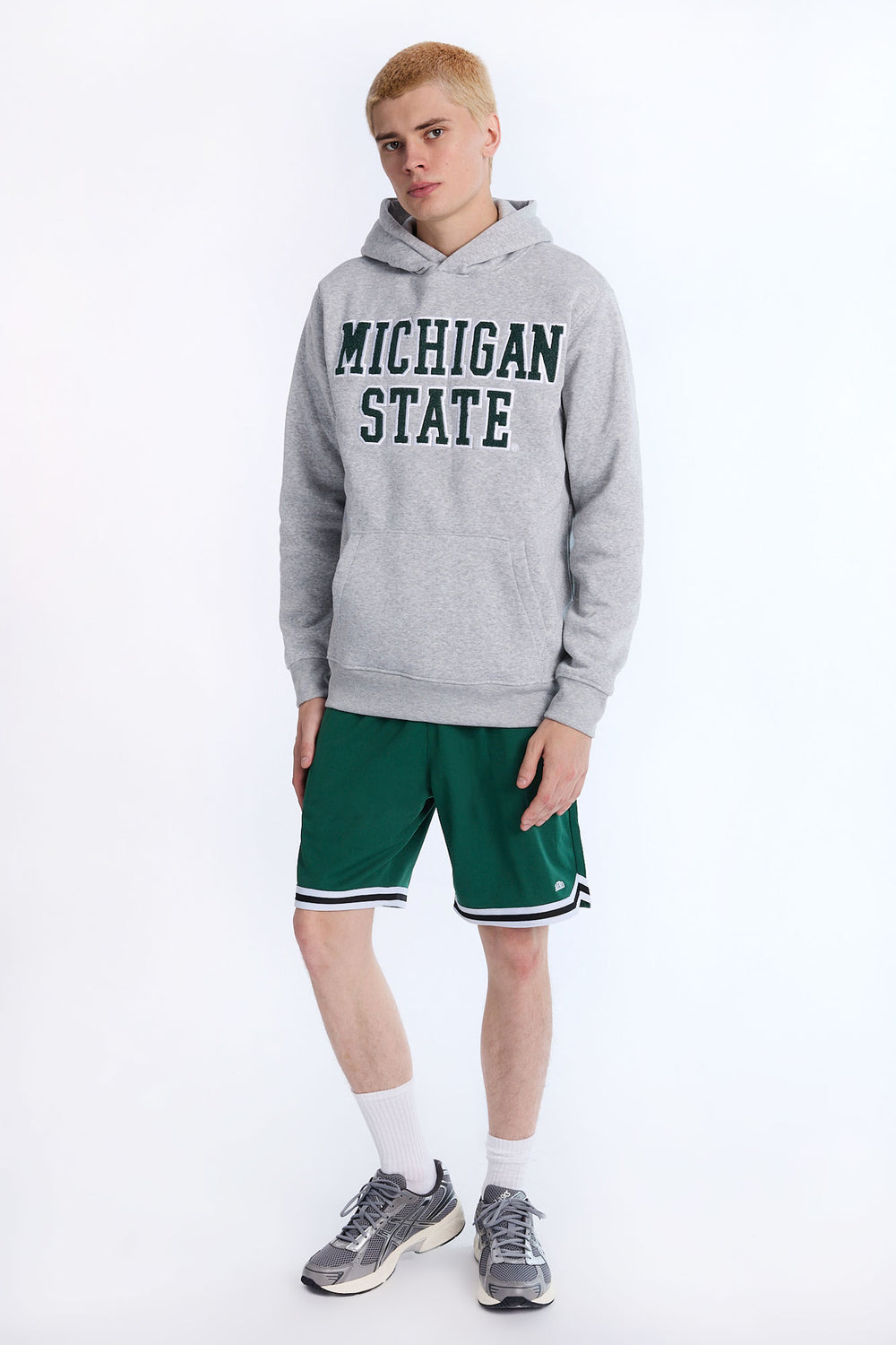 Haut à capuchon gris chiné Michigan State homme Haut à capuchon gris chiné Michigan State homme