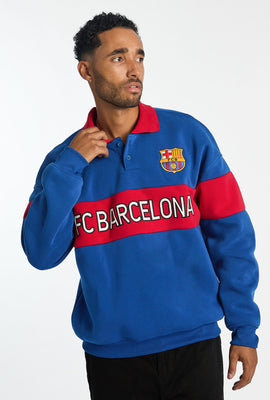 Sweatshirt à col polo bicolore FC Barcelona homme