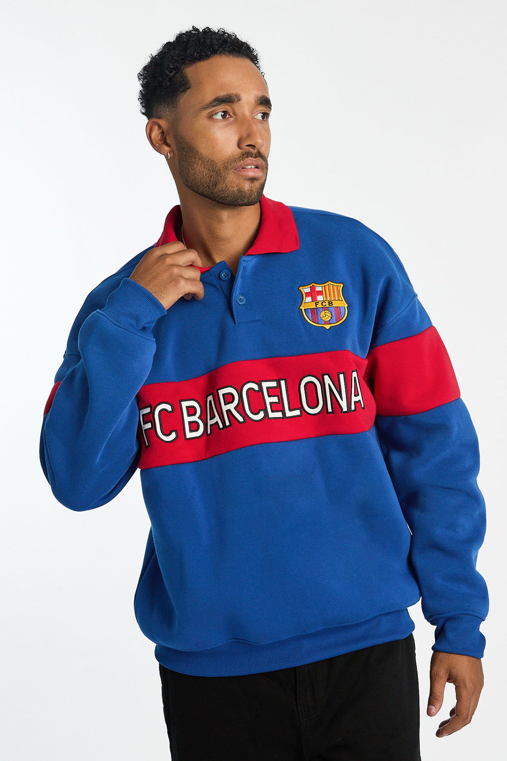 Sweatshirt à col polo bicolore FC Barcelona homme Sweatshirt à col polo bicolore FC Barcelona homme