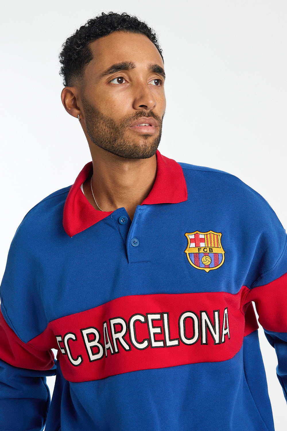 Sweatshirt à col polo bicolore FC Barcelona homme Sweatshirt à col polo bicolore FC Barcelona homme