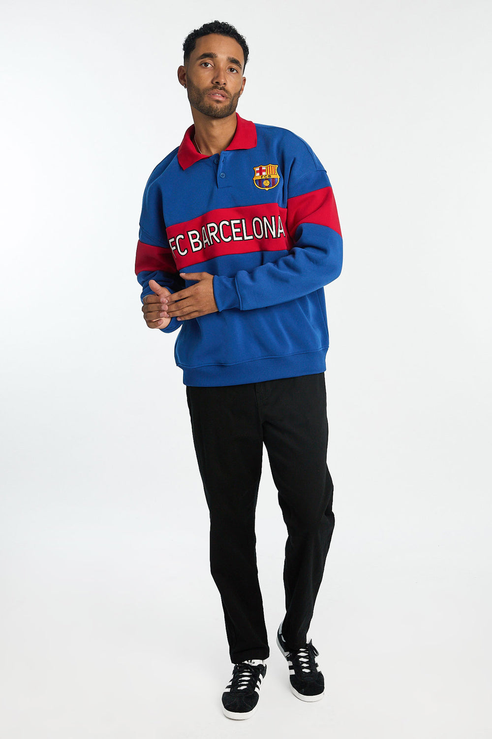Sweatshirt à col polo bicolore FC Barcelona homme Sweatshirt à col polo bicolore FC Barcelona homme