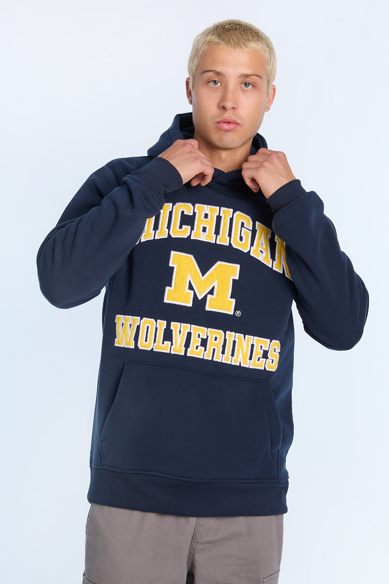 Mens Michigan Wolverines Chenille Logo Hoodie - Navy /