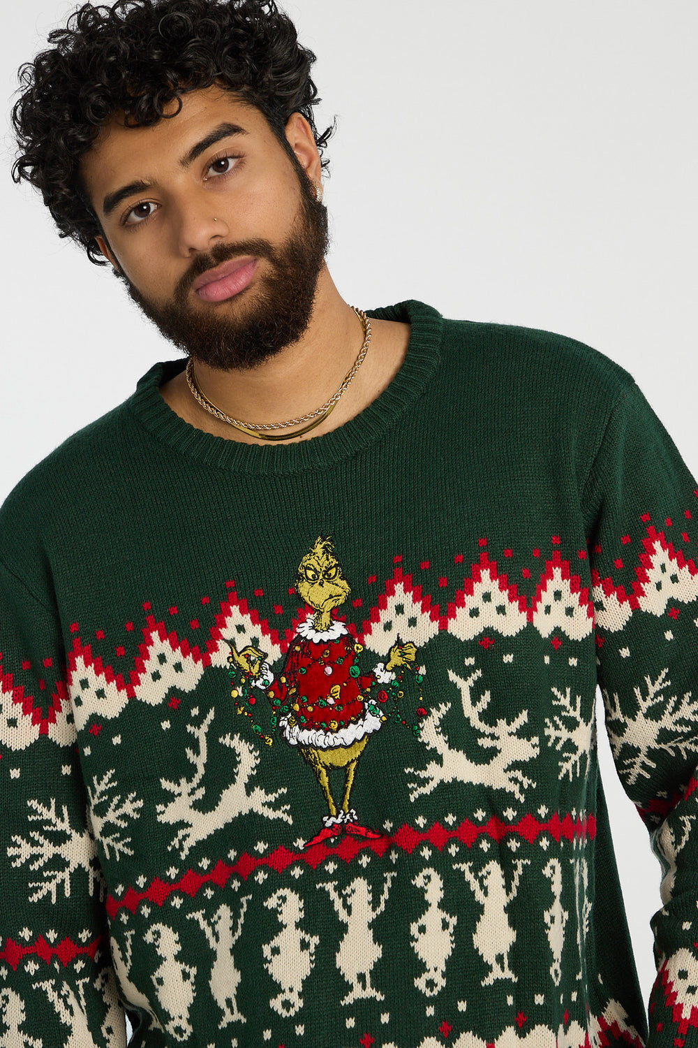 Mens The Grinch Holiday Graphic Sweater Mens The Grinch Holiday Graphic Sweater