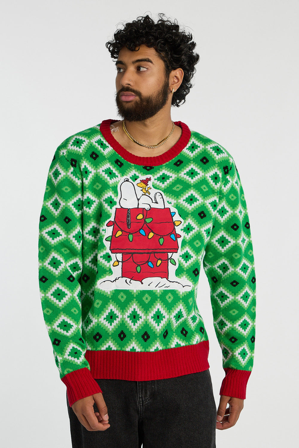 Mens Peanuts Snoopy Holiday Graphic Sweater Mens Peanuts Snoopy Holiday Graphic Sweater
