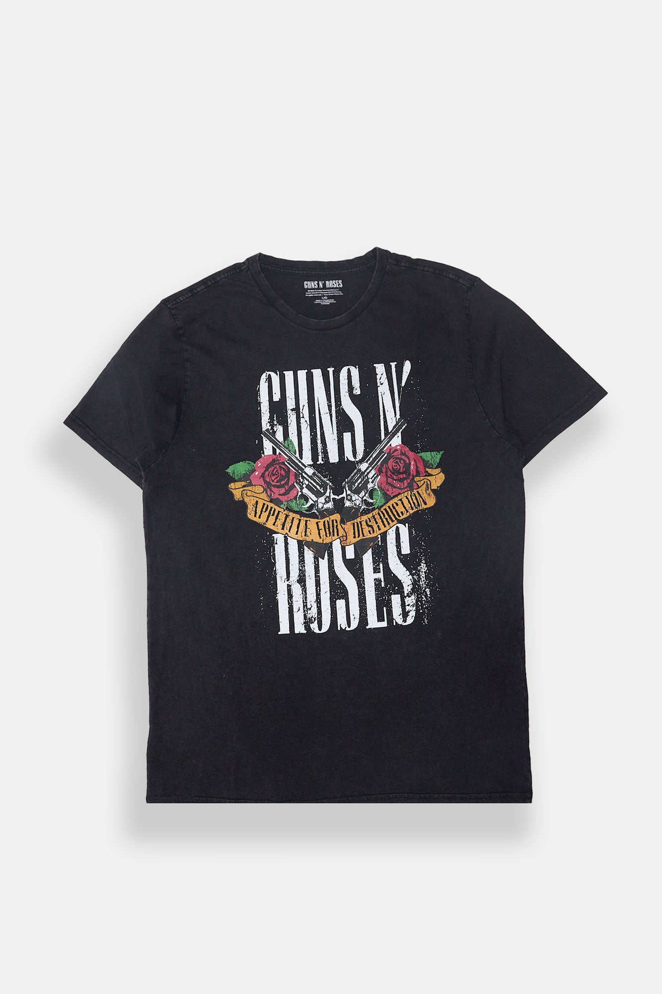 Mens Guns N' Roses Stonewash T-Shirt - Black /