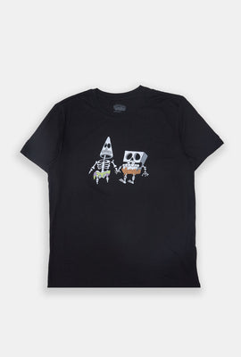 Mens Skeleton SpongeBob & Patrick Graphic T-Shirt