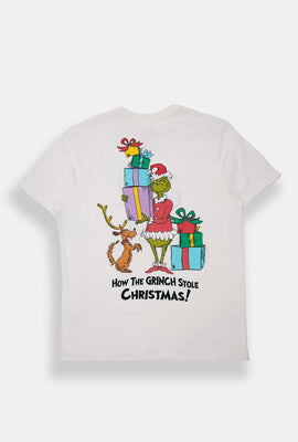Mens The Grinch Stole Christmas Flocked Graphic T-Shirt