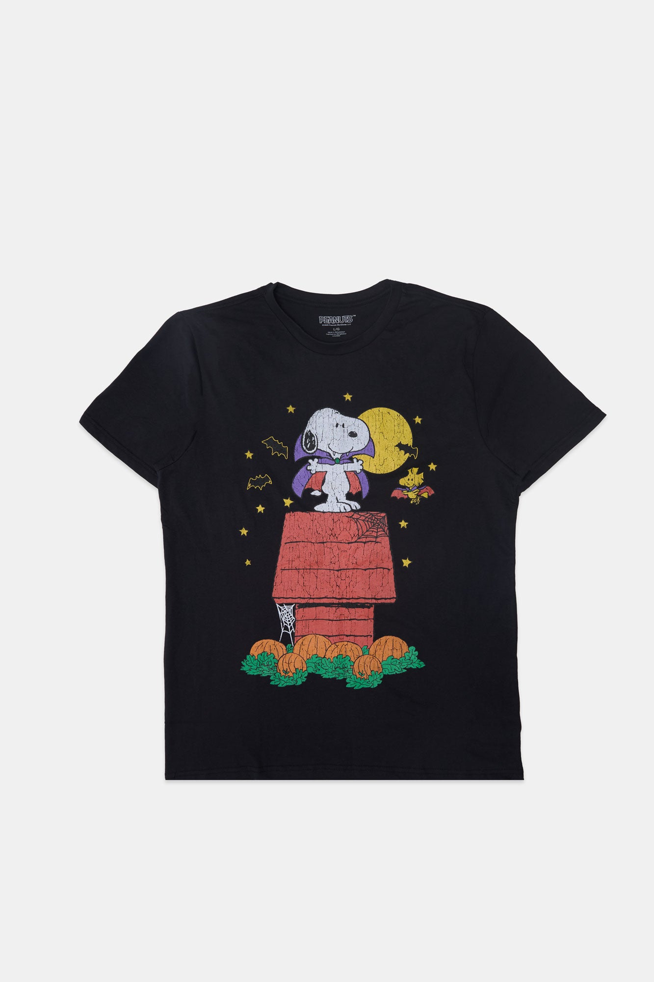 Mens Snoopy & Woodstock Vampire Graphic T-Shirt - Black /