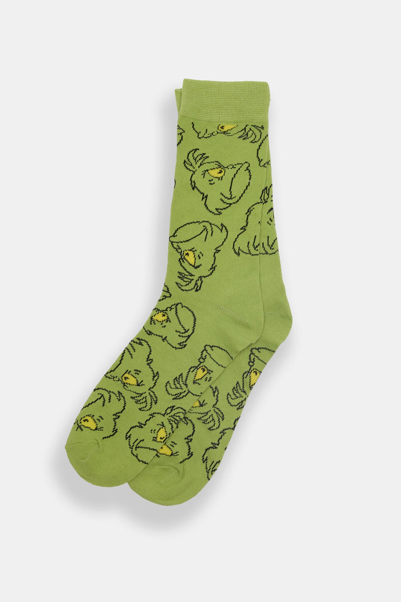 Mens The Grinch Faces Crew Socks - Green / O/S