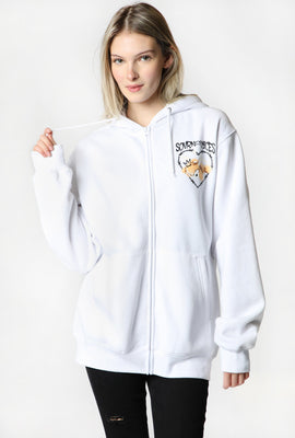 Womens Sovrn Voices Graphic White Zip-Up Hoodie