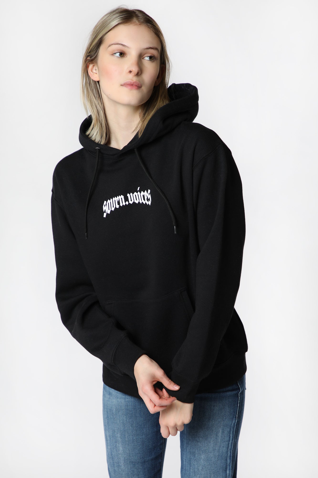 Womens Sovrn Voices Brokehearted Graphic Hoodie - Black /