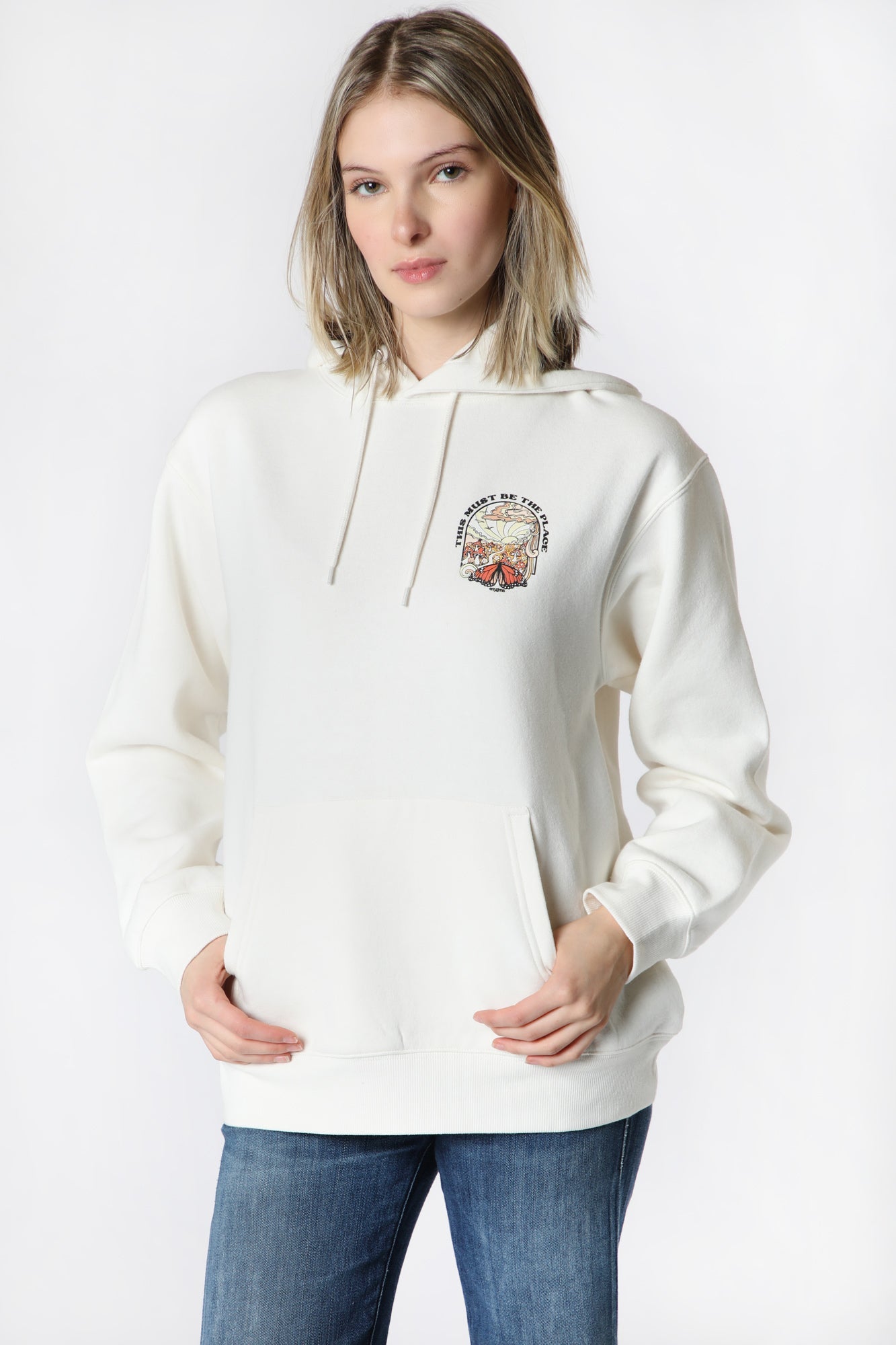 Womens Enygma This Must Be the Place Graphic Hoodie - Ivory /