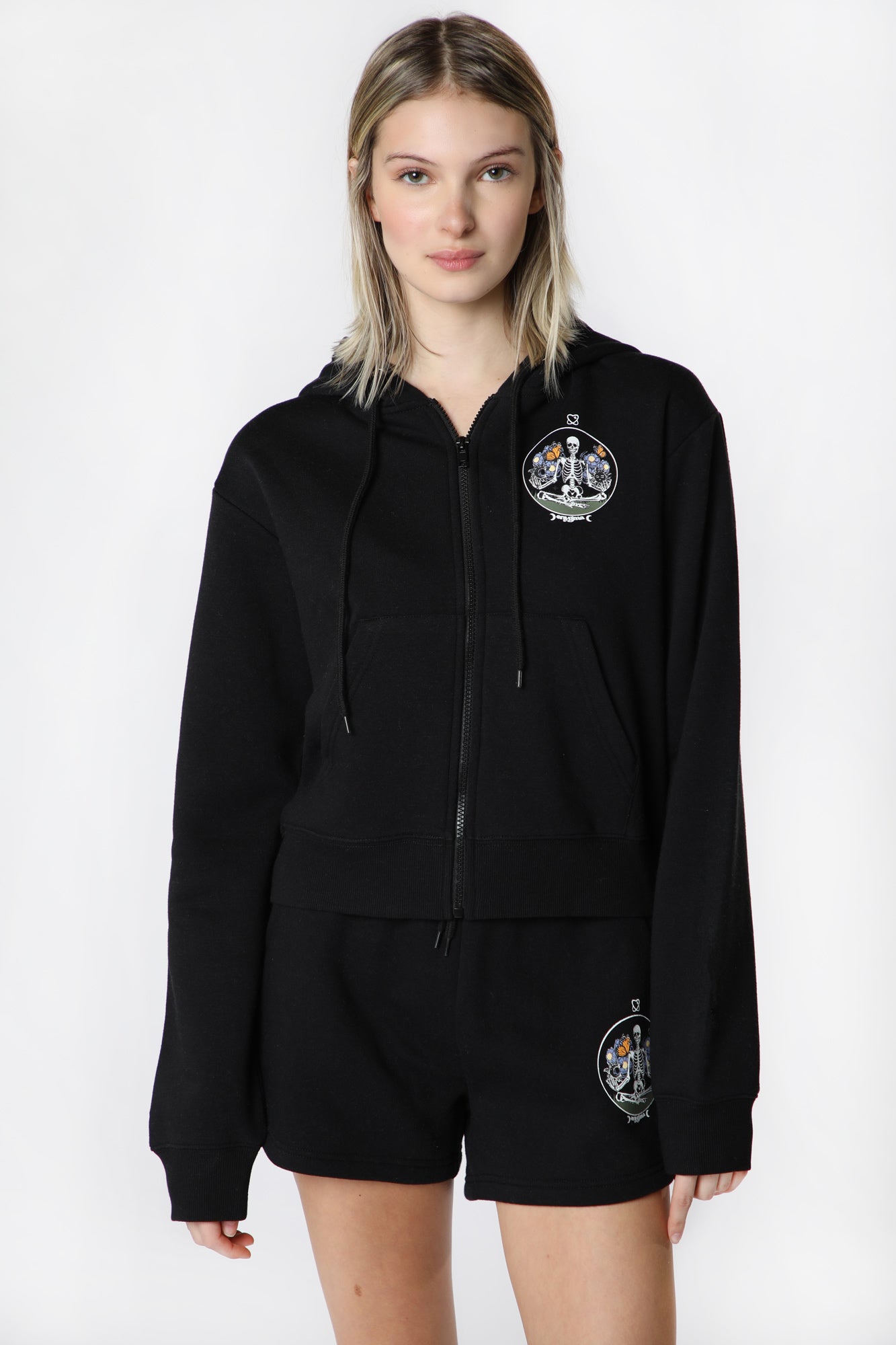 Womens Enygma Graphic Cropped Hoodie - /
