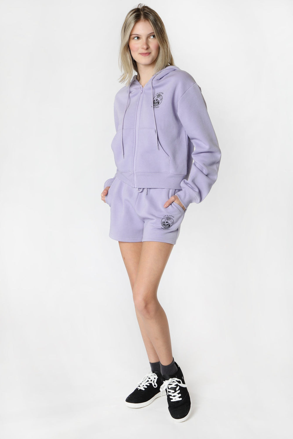 Womens Sovrn Voices Lilac Basic Fleece Shorts Womens Sovrn Voices Lilac Basic Fleece Shorts