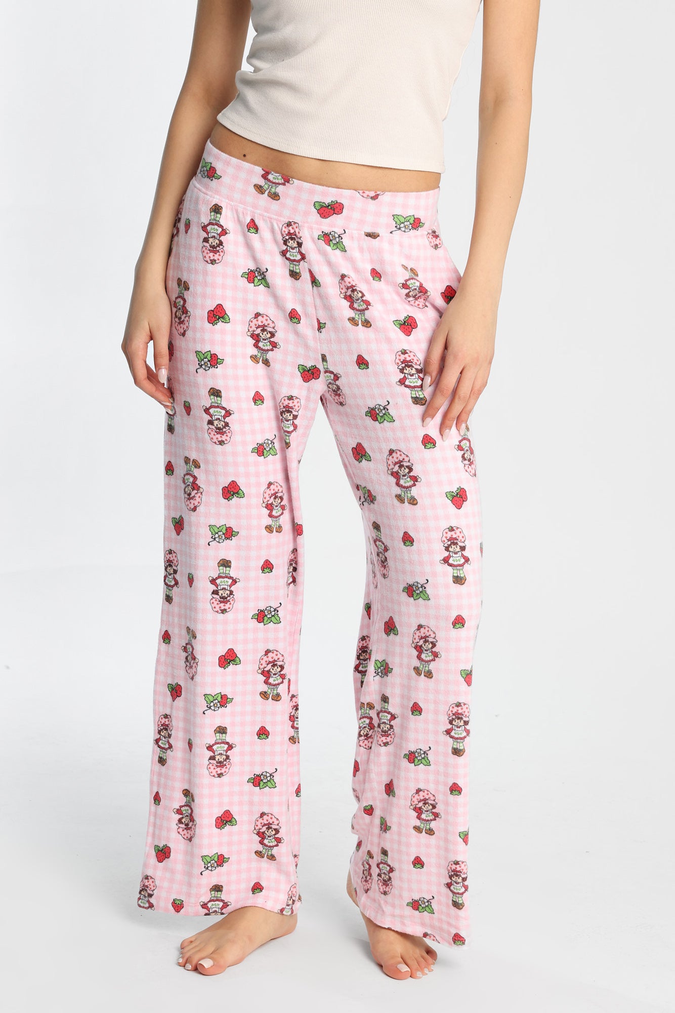 Strawberry Shortcake Wide Leg Pajama Pants - Light Pink /