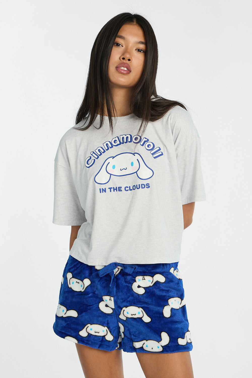 Cinnamoroll In The Clouds 2-Piece Pajama Tee & Shorts Set Cinnamoroll In The Clouds 2-Piece Pajama Tee & Shorts Set
