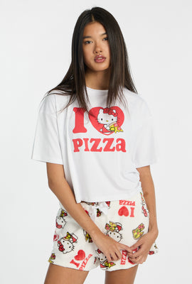 Hello Kitty I Love Pizza 2-Piece Pajama Tee & Shorts Set