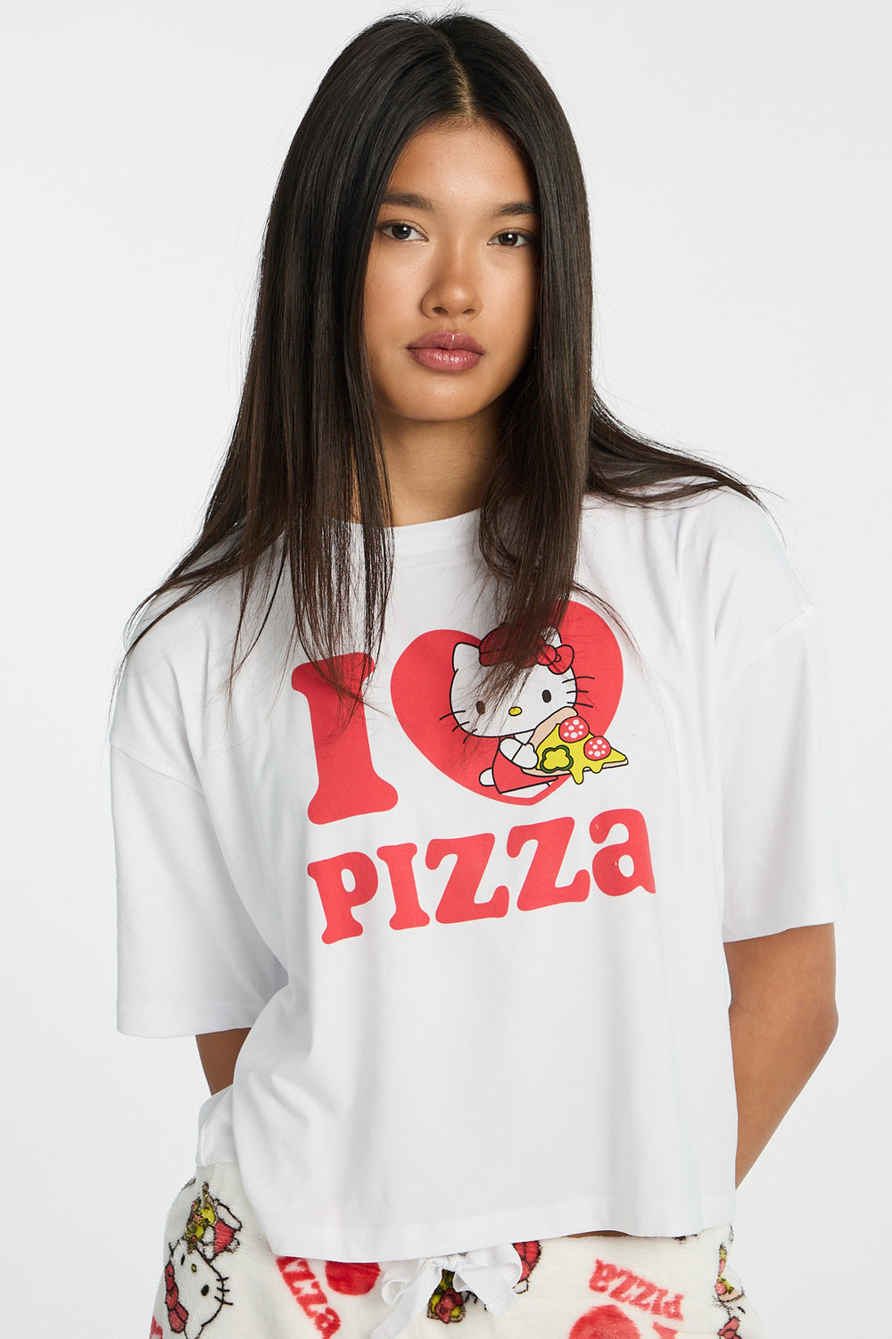 Ensemble de pyjama 2 pièces imprimé Hello Kitty I Love Pizza Ensemble de pyjama 2 pièces imprimé Hello Kitty I Love Pizza