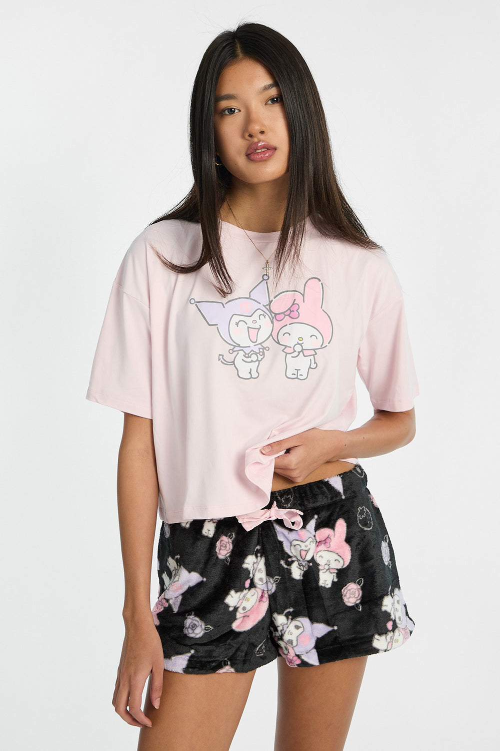 Kuromi My Melody 2-Piece Pajama Tee & Shorts Set Kuromi My Melody 2-Piece Pajama Tee & Shorts Set