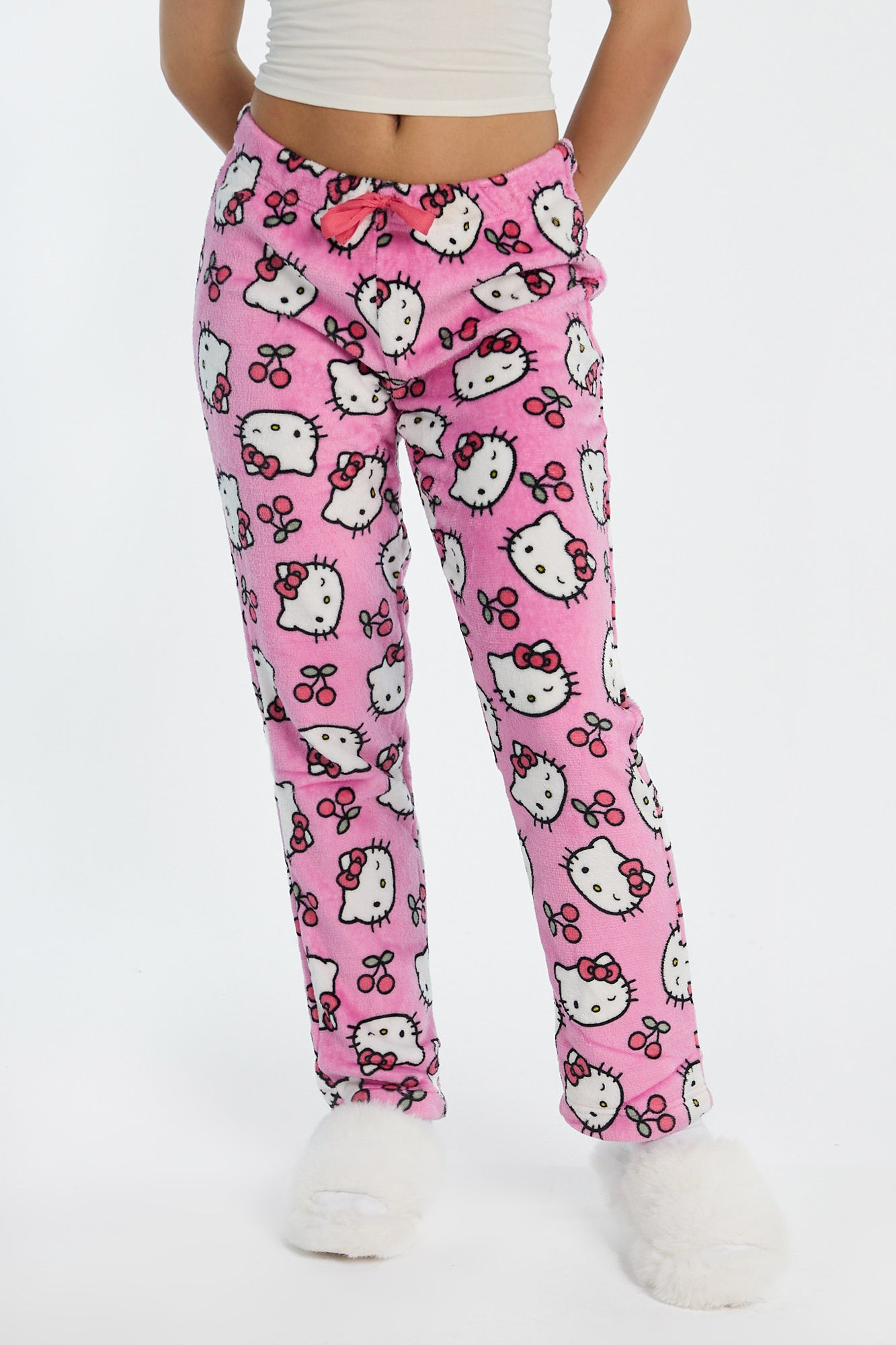 Hello Kitty Cherries Plush Pajama Pant - Pink /